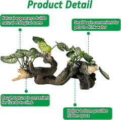 Branches for Reptiles,Crested Gecko Resin Climbing Tree Branch with Hideout Cave