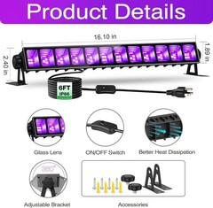 Upgraded 4 Pack 40W Blacklight Bar, IP66 Waterproof LED Black Light
