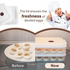 77L Deviled Egg Containers with Lid, (Set of 2), Plastic Deviled Egg Carrier …