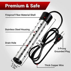 Immersion Water Heater,Anti-scalding Bucket Heater with Stainless Steel Guard…