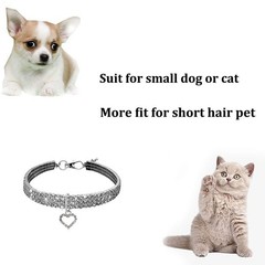 Rhinestones Dog Cat Collar Pearl Necklace Set, Adjustable Neck Strap Bling Fu…