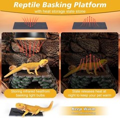 3 in 1 Large Bearded Dragon Basking Platform 13.4×7.1×5.3 in Scape Step Ledge