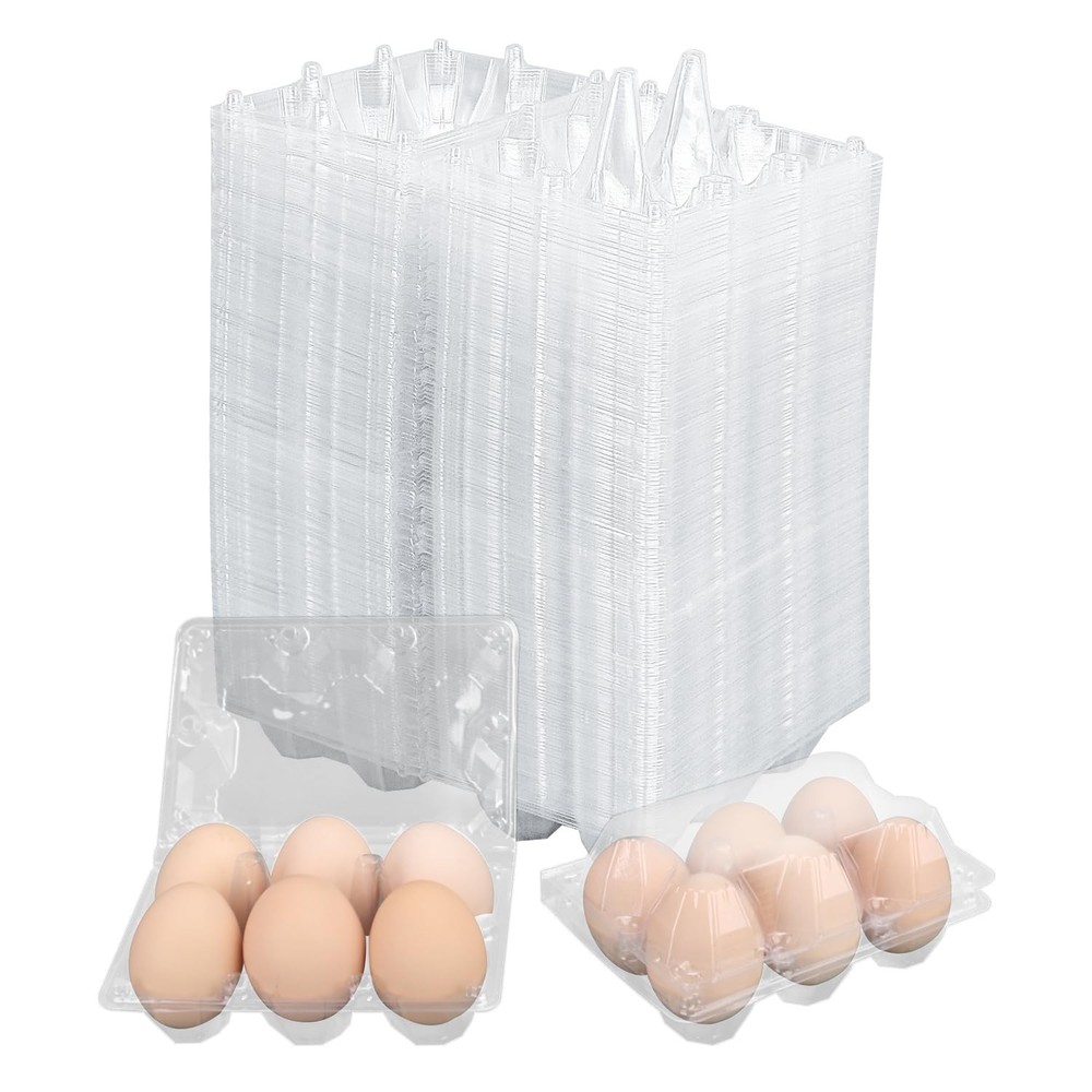 150 Pack Half Dozen Egg Cartons Bulk, 2×3 Clear Plastic Chicken Egg Holders, …