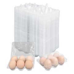 150 Pack Half Dozen Egg Cartons Bulk, 2×3 Clear Plastic Chicken Egg Holders, …