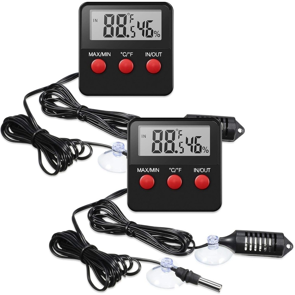 2 Pcs Reptile Thermometer and Humidity Gauge Reptile Terrarium Thermometer Hy…