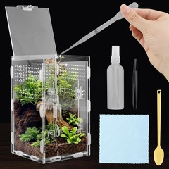 Jumping Spider Terrarium, Complete Acrylic Habitat Kit with Dual Doors, Feedi…