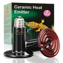 2-Pack 150W Ceramic Heat Emitter for Reptiles – No Light Night Time Heat Bulb…