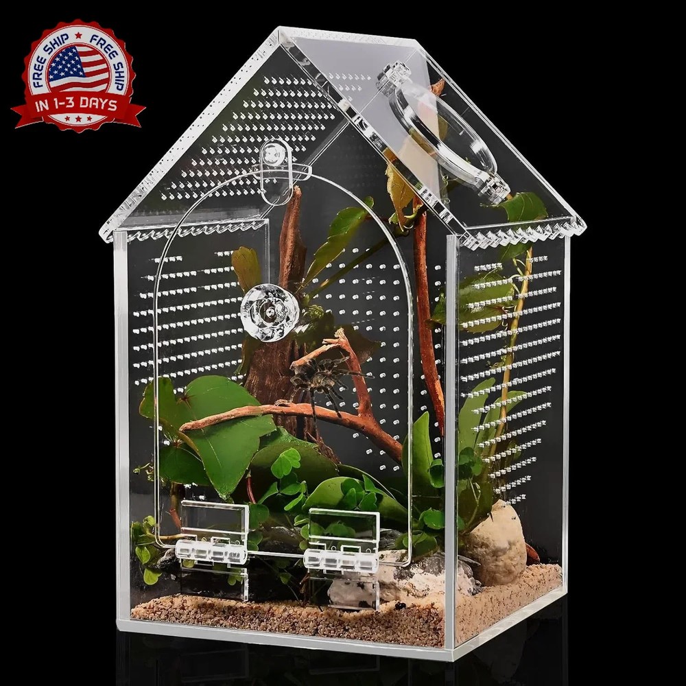 Cycodo Jumping Spider Enclosure,Warp-Proof Seamless Acrylic Tarantula Terrarium,