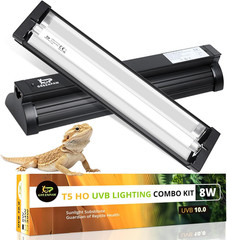 T5 UVB Reptile Light Fixture Combo Kit 8W 10.0 – Complete HO UVB Light for Repti