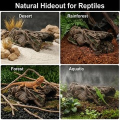 Jowgut Aquarium Resin Bark, 13.8″ L × 6.7″ W × 4″ H Snake Reptile Hide, Large…