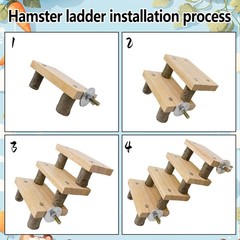 Hamster Climbing Ladder Wood Stair Hanging Hammock Set Molar Toys Cage