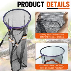 Snake Catcher Net with Secure Drawstring Telescopic Reptile Catch Stick Tool