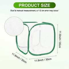 Outdoor Butterfly Habitat Cage Terrarium [White with Green, 12 x 12 x 12 Inch]