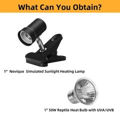 Reptile Heat Lamp with 360° Rotatable Clamp Basking Spot Light with 50W UVA U…