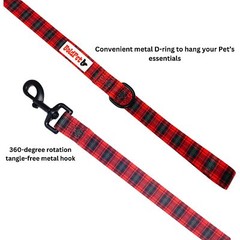 Christmas Dog Collar and Leash Set -Premium Polyester Material -Red Plaid Hol…