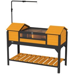 Tortoise Habitat Enclosure w/ Lamp Holder Storage Shelf Dual Houses Openable Lid