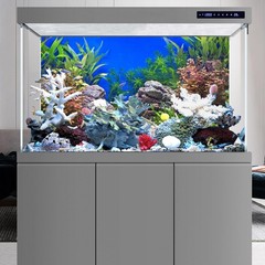 AWERT 30×12 inches Aquatic Plant Fish Tank Background Stone River Bed & Lake …