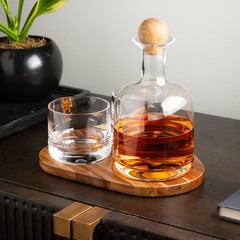 Cork & Mill Whiskey Decanter Set, Hand-Blown Lead-Free Crystal 800ml Liquor D…