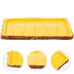 Rectangle Creative Reptile Feeding Basin Tortoise Food Container 2pcs Yellow