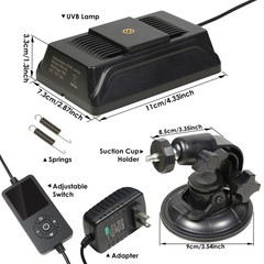 Adjustable UVB Reptile Light, UVB 1.0-10.0 Dimmable LED, Inside-Tank Suction …