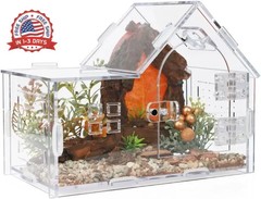 Acrylic Jumping Spider Enclosure House-Shaped Terrarium | Clear 360° view tank,