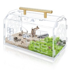 Acrylic Jumping Spider Enclosure 8.7×5.1×6.9 Inch Front Opening Feeding Holes