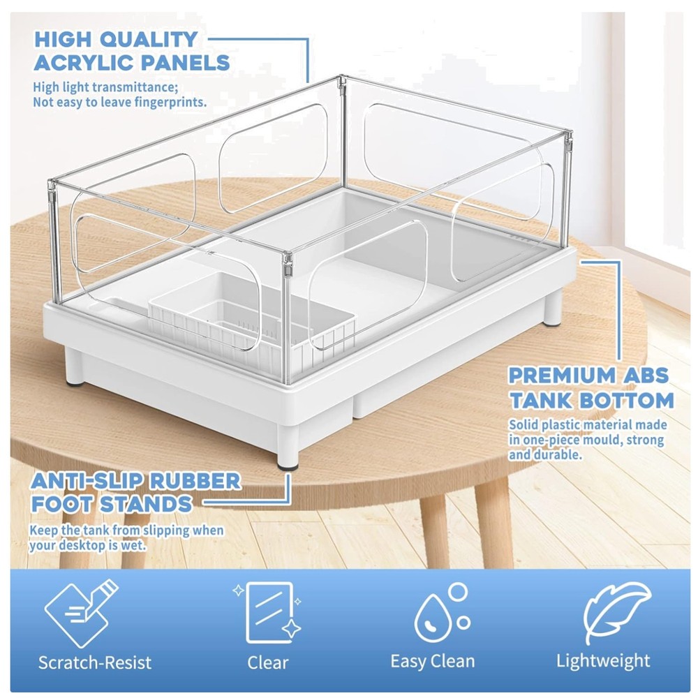 Compact Reptile Tank Starter Kit with Bask Platform