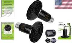 Durable 75W Black Ceramic Heat Lamp Set for Reptiles with Digital Thermometer