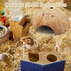 4 PCS Natural Coconut Reptile Hideouts Lizard Coco Hut Hermit Crab Hut Aquari…