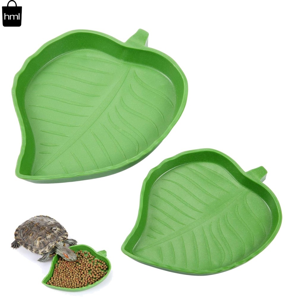 2-Piece Leaf Shape Reptile Feeding Dish for Tortoise & Small Pets – Easy Clean