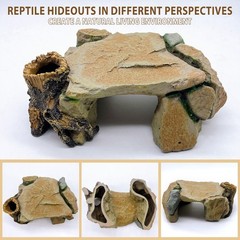 Reptile Hide Cave 9.05×6.29×3.93in Turtle Basking Platform – Safe Hiding Spot