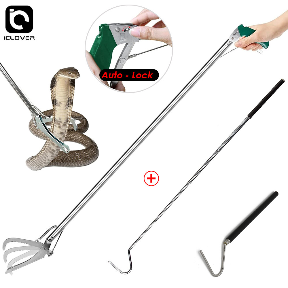 Heavy Duty Snake Tongs & Hook Reptile Grabber Catcher Stick Handling Tool Pick