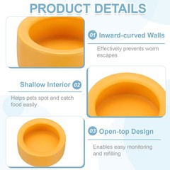 Reptile Food Bowl, Worm Water Dish Ceramic Pet Bowl Small (3 In, Clay, 2 Pack)