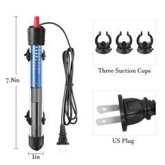 Hitop 25W/50W/100W/300W Adjustable Aquarium Heater, Submersible Glass Water H…