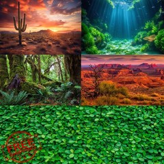 Riivvdise Aquarium Background 48×18 Green Blue