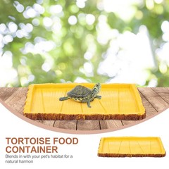 Rectangle Creative Reptile Feeding Basin Tortoise Food Container 2pcs Yellow