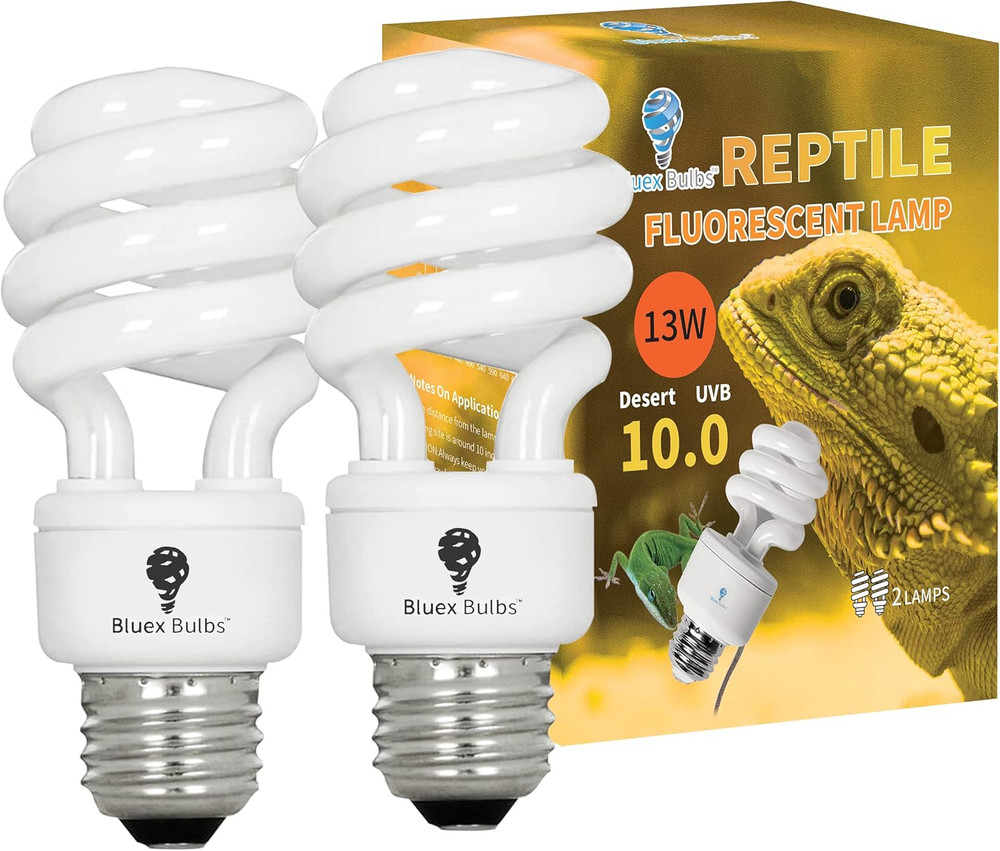 2 Pack 13-Watt Reptile Bulb Desert UVA UVB Light – 10.0 UVB Reptile Light – Comp