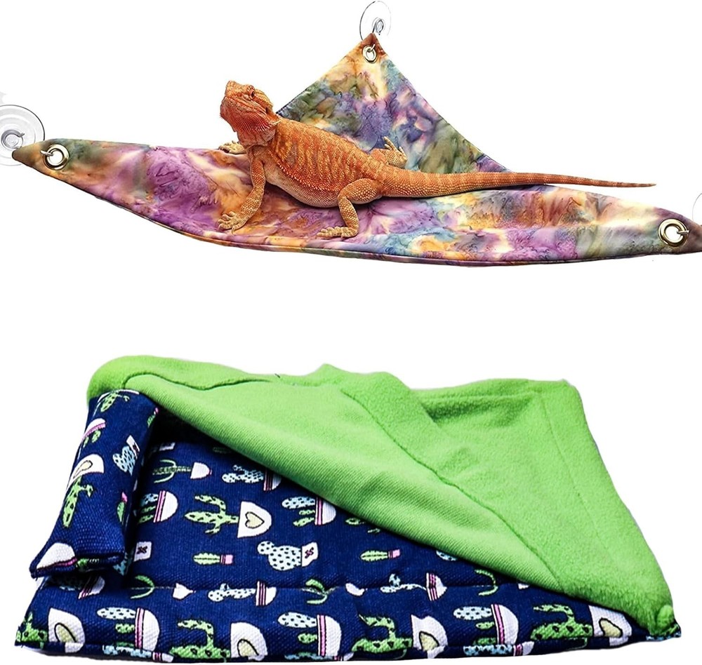 Mechpia Bearded Dragon Tank Accessories, Reptile Bedding Hammock Soft Fabric …