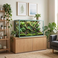 Reptile Enclosure 120 Gallon Large Reptile Terrarium Habitat Tank, 48″x24″x24″