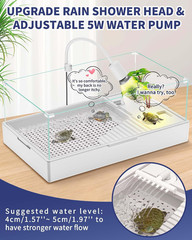 Large Turtle Tank Kit(Tank + Light + Water Pump), Acrylic Turtle Tank Starter Ki