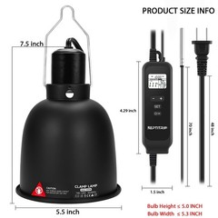 REPTITRIP 5.5 Inch Reptile Heat Lamp Fixture with PID Thermostat & 100W Ceram…