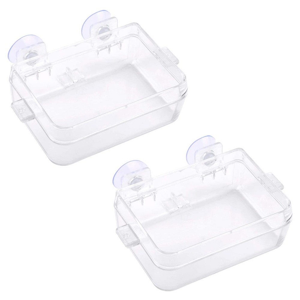 2pcs Reptile Water Dish Transparent Basin Lizard Feeder Anti-Escape Feeding Bowl
