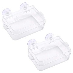 2pcs Reptile Water Dish Transparent Basin Lizard Feeder Anti-Escape Feeding Bowl