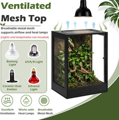 24″ X 18″ X 36″ Tall Reptile Terrarium, 65 Gallon Glass Chameleon Cage, Vertical