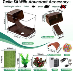 Turtle Tank Starter Kit, PC Turtle Tank Aquarium with Basking Platform, UVB Lamp