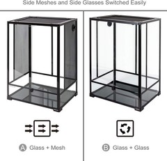 REPTI ZOO 24″ x 18″ x 36″ Reptile Tall Glass Terrarium Rainforest Habitat Double