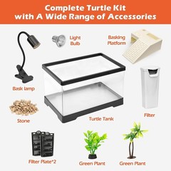 Large Turtle Tank Kit,All in One Indoor PC Aquarium,Red Eared Slider Aquatic for