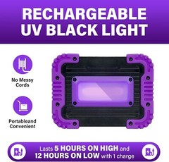 Rechargeable Black Light, Battery Powered Blacklight, 2 Count, 2 Packs-20W
