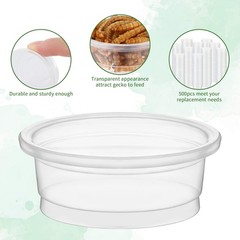 EBOOT 500 Pcs Plastic Feeder Cups – Reptile Water & Food 0.5oz, Transparent
