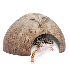 2 Pack Natural Coconut Reptile Hideouts Aquarium Fish Hide Cave for Lizard